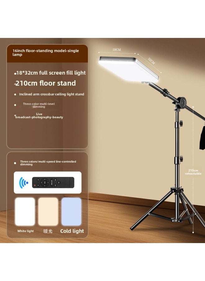 Generic 28 Inch Professional Live Fill Light Anchor LED Photography Square Flat Light Studio Photo Indoor Portrait Beauty-Specifications:【98000lm◆Exclusive Version Brightening 60%] + Ceiling Light Three-legged Floor Lamp Stand  - Image 1
