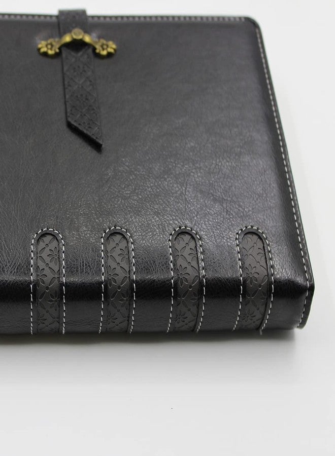 Viva VENETIAN A5 Multidated Portfolio, Refillable Thermo PU Cover, 400 Pages, 70 GSM Cream Paper, Metal Buckle, Brown, Tan, Black, 21.7x15.0 cm (Black) - Image 3
