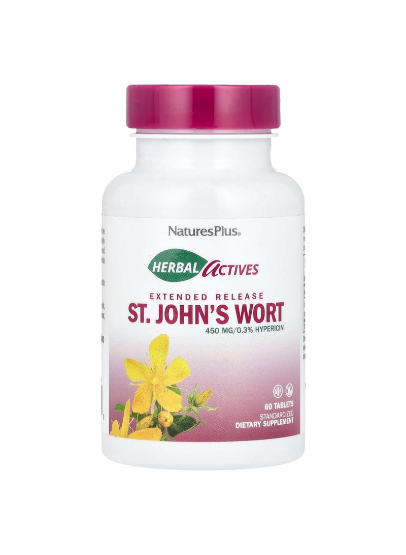 NaturesPlus Herbal Actives, St. John's Wort, 450 mg, 60 Tablets