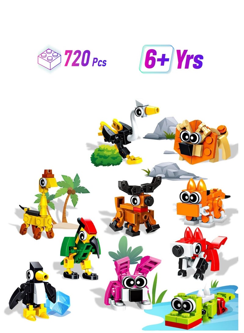 10 Pack Animals Building Blocks, Party Favors for Kids, 30 Kinds of Animal Figures 720 PCS Building Blocks Toys Set, Building Sets Stem Toys for Birthday Party Gift, Goodie Bags, Prize - Image 1