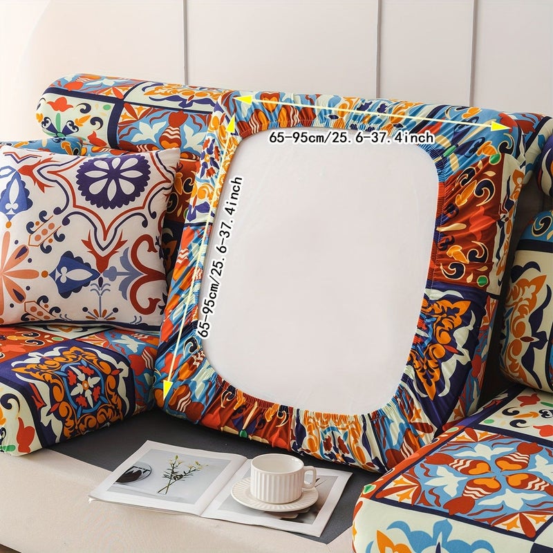 1pc Bohemian Style L-Shaped Elastic Non-Slip Anti-Scratch Sofa Cover Suitable For All Seasons - Image 3