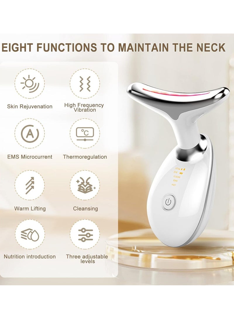 Festive Gallery Facial Neck Lifting Machine Face Massager Beauty Device,Wrinkles Remover Skin Rejuvenation Anti-aging Rechargeable 3 Modes EMS-1081 (White) - Image 4