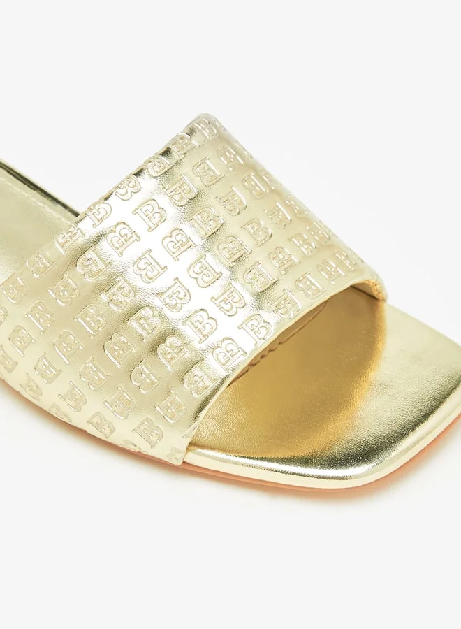 Flora Bella By Shoexpress Women's Textured Slip-On Sandals With Block Heels