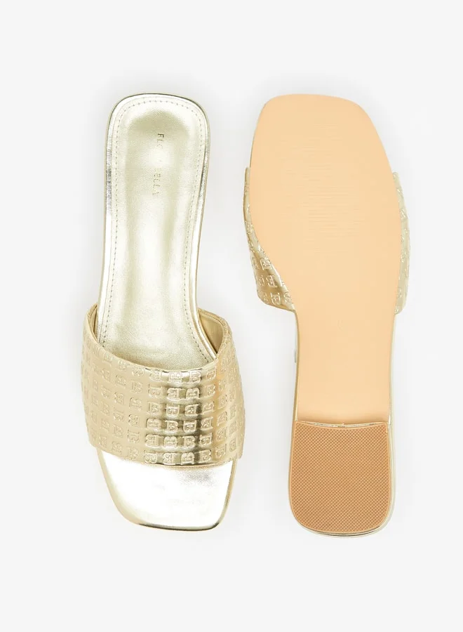Flora Bella By Shoexpress Women's Textured Slip-On Sandals With Block Heels