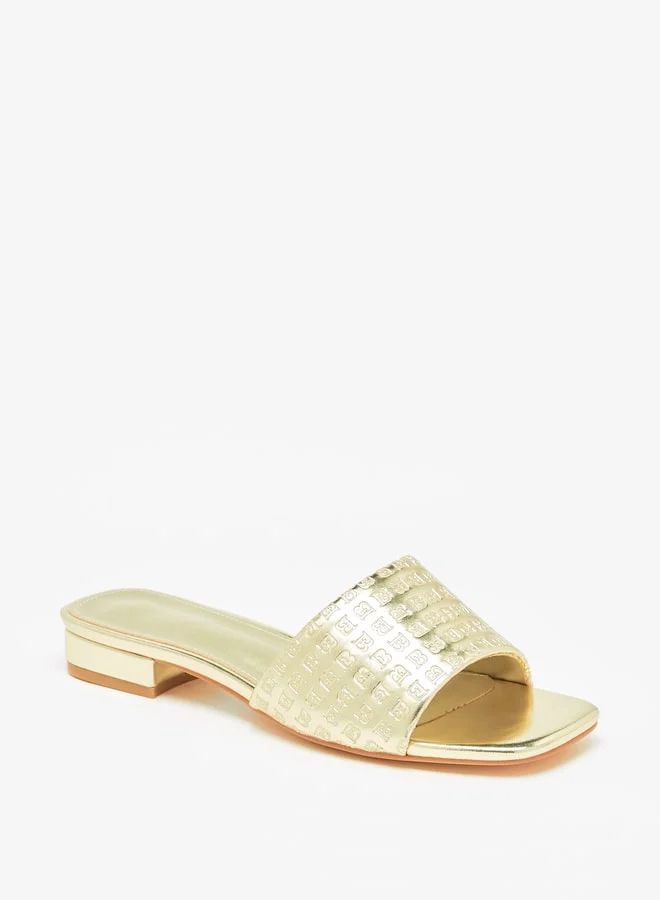 Flora Bella By Shoexpress Women's Textured Slip-On Sandals With Block Heels