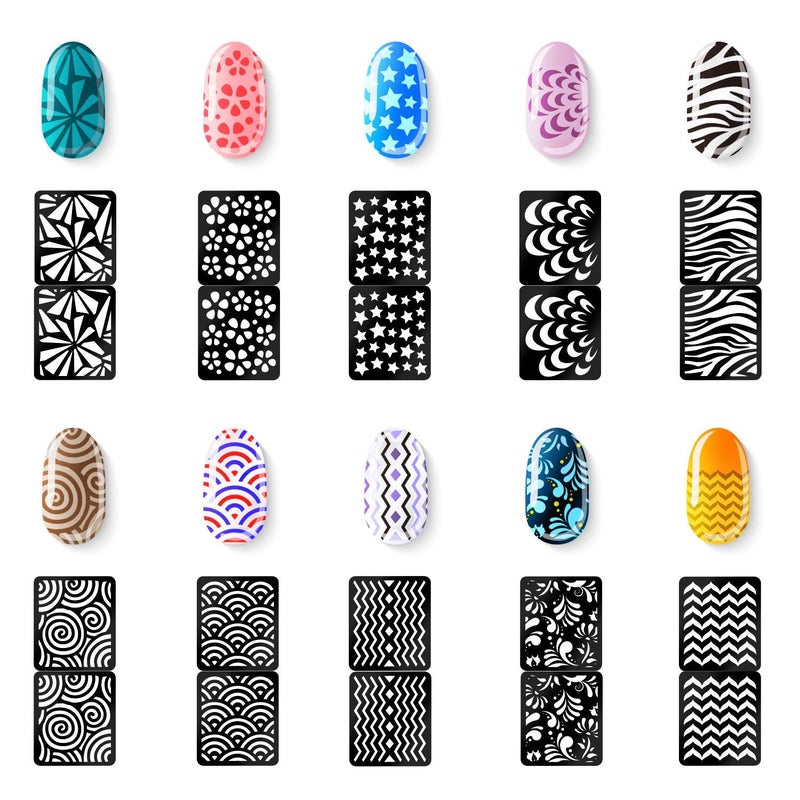 Gogoonly 144 Pieces Nail Vinyls Stencil Stickers Set, 24 Sheets 72 Different Designs Cute Easy Nail Art Nail Vinyls Nail Stencil Sheets - BH000807 - Image 2