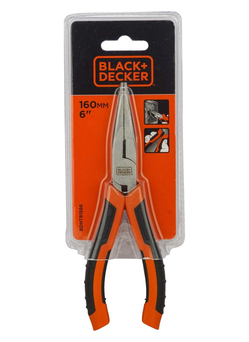 BLACK+DECKER BLACK+DECKER Long Nose Pliers, Orange, 160 mm- BDHT81586  - Image 1