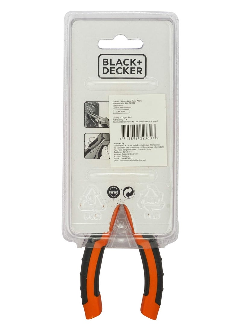 BLACK+DECKER BLACK+DECKER Long Nose Pliers, Orange, 160 mm- BDHT81586  - Image 2