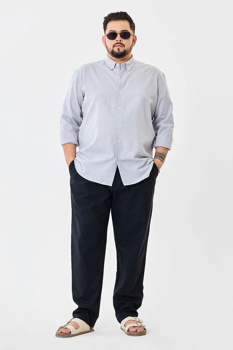 SNITCH Linen Blend Mirco Checks Plus Size Shirt