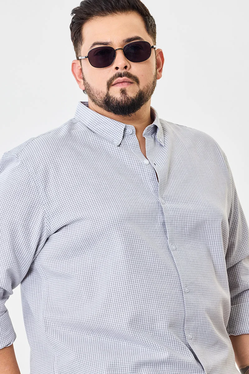Snitch Grey Linen Blend Mirco Checks Plus Size Shirt for Men | Best Price UAE