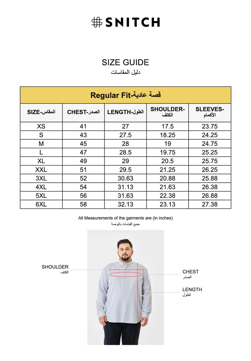 Snitch Grey Linen Blend Mirco Checks Plus Size Shirt for Men | Best Price UAE