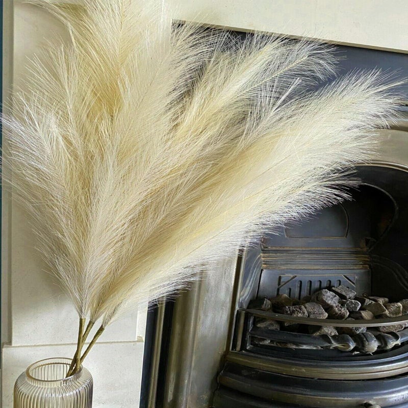 Wttisel Wttisel 38 10 Stems Faux Pampas Grass Decor  Tall Pampas Grass for Floor Vase Boho Home Wedding Mothers Day Decoration Beige 