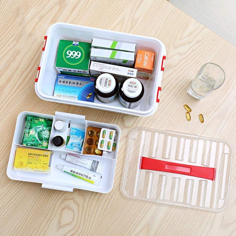 GALV Multifunction Storage Box Portable Firstaid Kit Case Medical Suitcase Storage Container Organizer BoxWhite305 205 16cm - Image 2