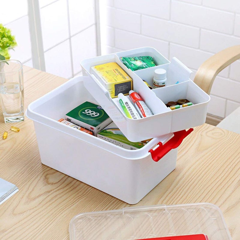 GALV Multifunction Storage Box Portable Firstaid Kit Case Medical Suitcase Storage Container Organizer BoxWhite305 205 16cm - Image 4