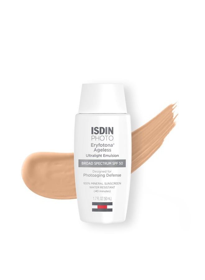 ISDIN Eryfotona Ageless Tinted Mineral Sunscreen for Face, SPF 50 Zinc Oxide Formula Helps Repair Sun Damage, 1.7 Fl.Oz. Travel-Size Tube, Water Resistant and Non-comedogenic - Image 1