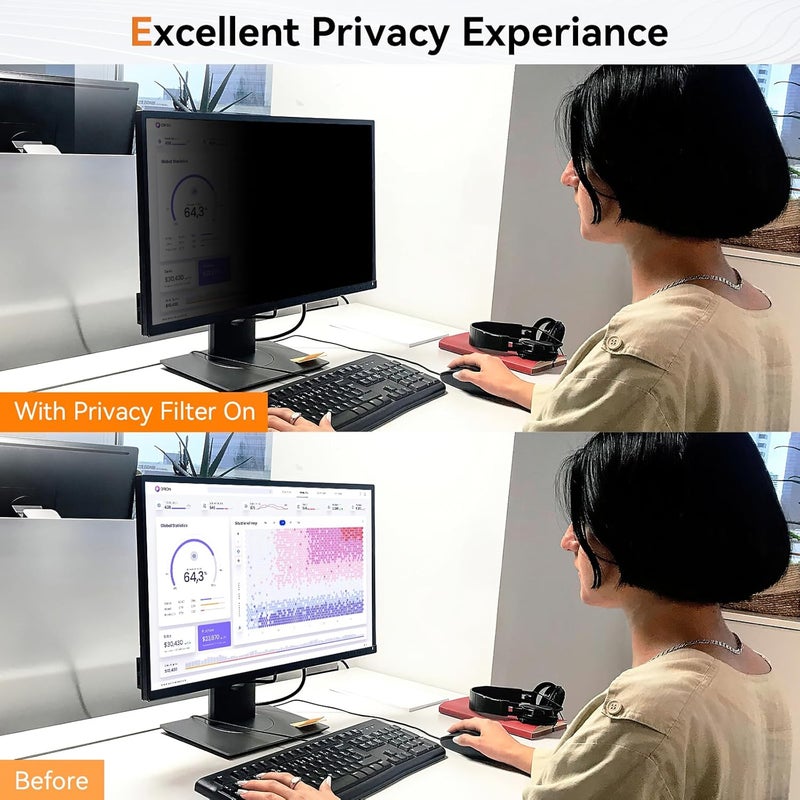 Mamol [2 Pack] 20 Inch Computer Privacy Screen for 16:9 Aspect Ratio Widescreen Monitor, Eye Protection Anti Glare Blue Light Computer Monitor Privacy Filter, Removable Anti-Scratch 20in Protector Film - Image 3