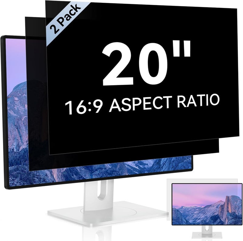 Mamol [2 Pack] 20 Inch Computer Privacy Screen for 16:9 Aspect Ratio Widescreen Monitor, Eye Protection Anti Glare Blue Light Computer Monitor Privacy Filter, Removable Anti-Scratch 20in Protector Film - Image 1
