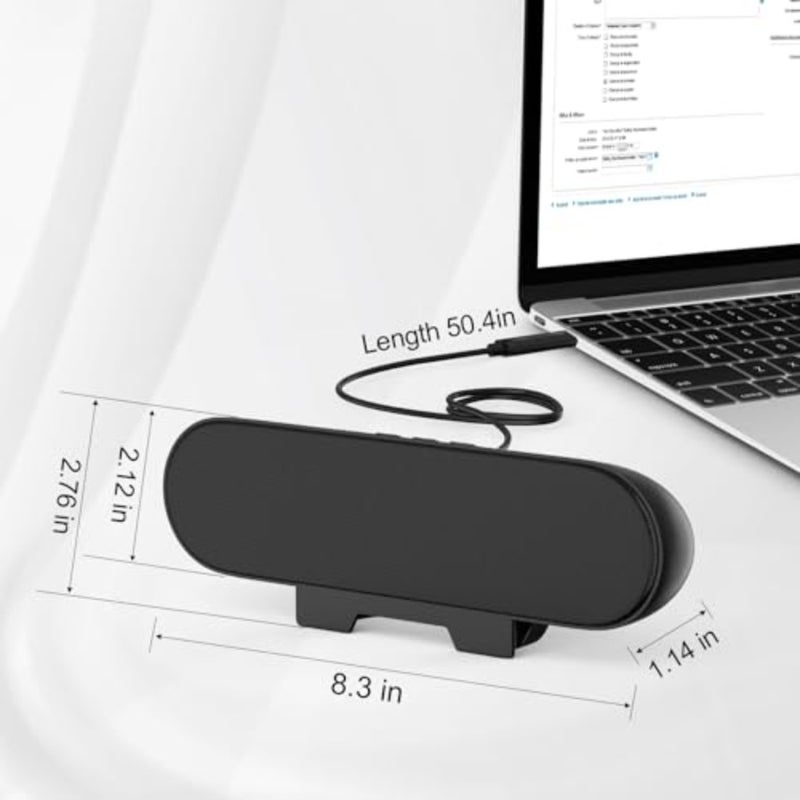مكبر صوت USB للكمبيوتر الشخصي والكمبيوتر المحمول والكمبيوتر المحمول والهاتف، مكبر صوت بلاستيكي أسود محمول مع طاقة USB للتوصيل والتشغيل وتحويل الصوت - Image 5