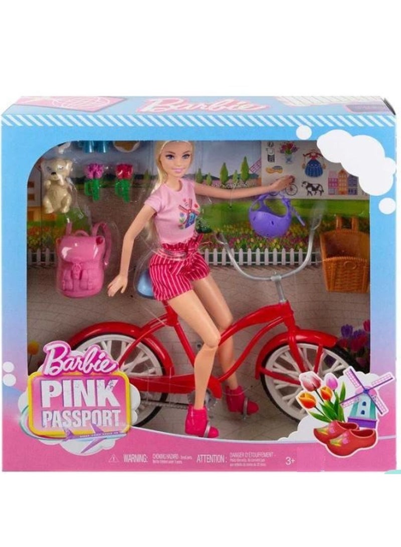 Barbie Pink Passport Holland Doll with Bike - Image 5