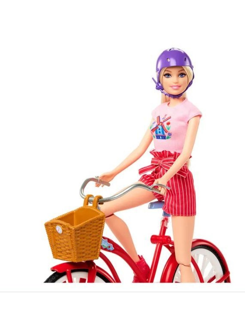 Barbie Pink Passport Holland Doll with Bike - Image 3