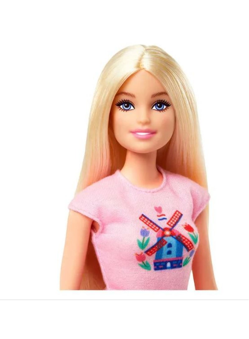 Barbie Pink Passport Holland Doll with Bike - Image 2