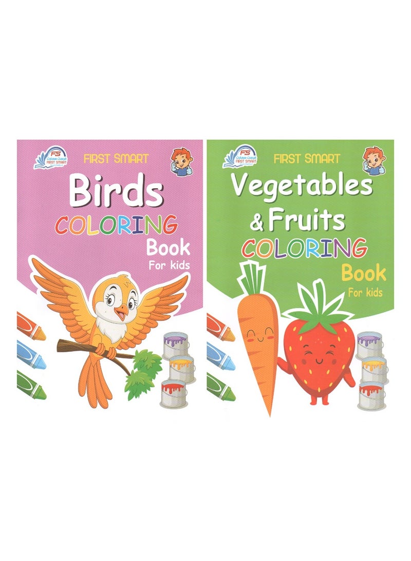 A Set Of Coloring Books About Birds And Vegetables And Fruits  - Image 1