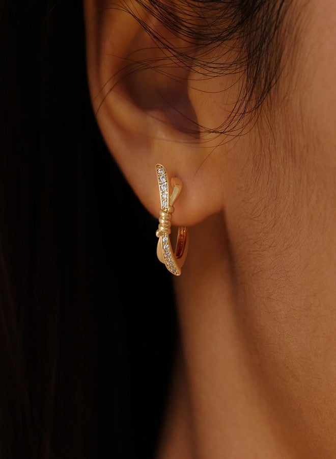 VACRONA Cubic Zirconia Huggie Earrings 14k Gold Plated Tiny Cuff Earrings Small Huggie Hoop Earrings Simple Lightweight Hoops Gift for Women, Brass, Cubic Zirconia - Image 3