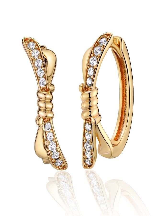 VACRONA Cubic Zirconia Huggie Earrings 14k Gold Plated Tiny Cuff Earrings Small Huggie Hoop Earrings Simple Lightweight Hoops Gift for Women, Brass, Cubic Zirconia - Image 1