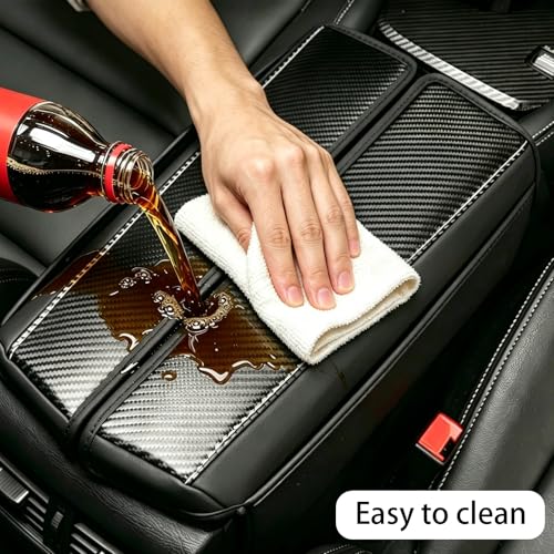 faccaibbg Armrest for 2026 2025 2024 2023 2022 2021 Nissan Rogue Black Carbon fiber Arm Rest Cover for Car Rogue Center Console Cover - Image 5