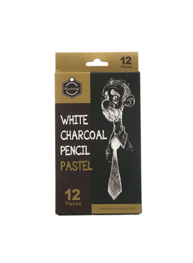 Keep Smiling 12 Pieces White Charcoal Pencil Pastel - Image 4