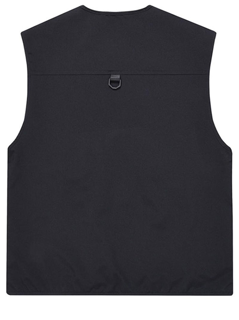 ceauros Men's Utility Fishing Vest Lightweight Outdoor Zip up Travel Work Cargo Vest Jacket with Multi Pockets(black,M) - Image 4