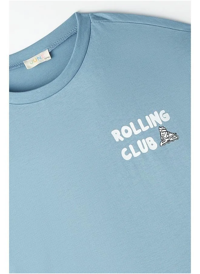 JUNE June Boy Slogan Short Set Indigo