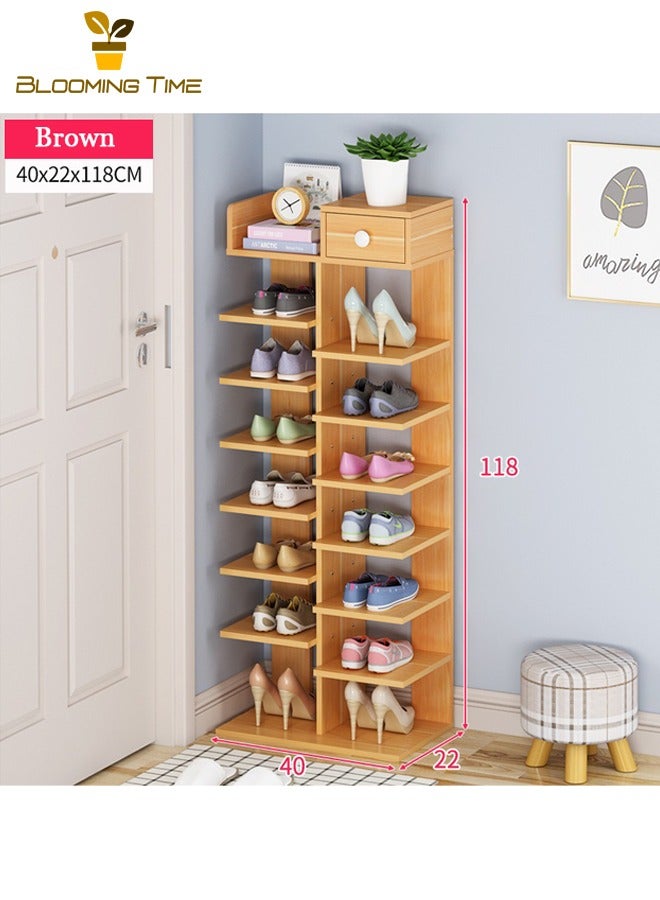 Generic Multi-Layer Shoe Rack, Simple Household Economical Shoe Cabinet, Large-Capacity Rack At The Entrance Of The Dormitory, Household Imitation Solid Wood Color Storage Rack, Shoe Rack At The Door, Space-Saving Brown - Image 1