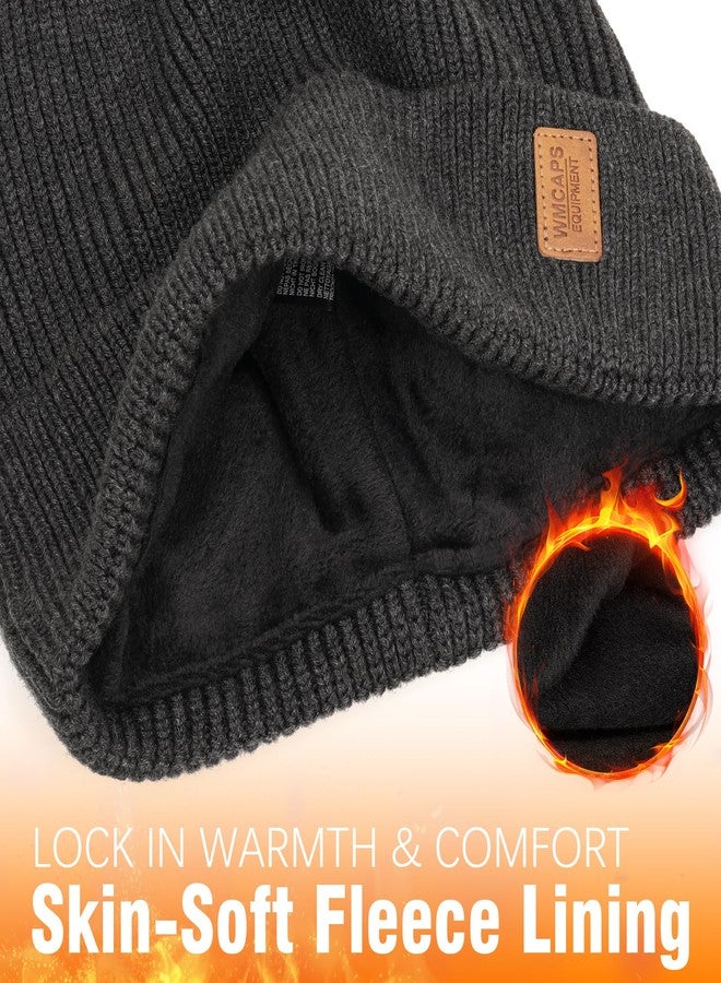 Wmcaps Wool Fleece Lined Beanie Winter Hats for Men Women, Warm Thermal Kint Cap for Outdoor, Slate Gray, One size - Image 3