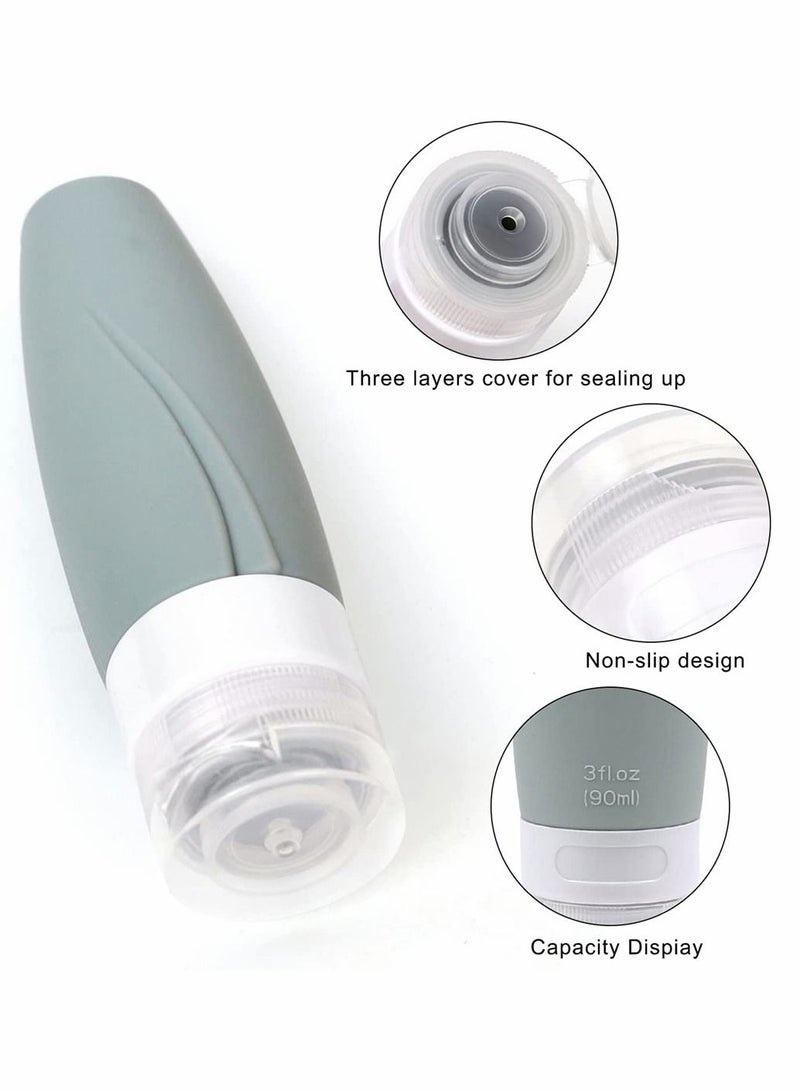 SYOSI 4 Pack Silicone Travel Bottle Set, TSA Approved,  Leak Proof BPA Free Silicone Cosmetic Travel Size Toiletry Containers for Cosmetic Shampoo Conditioner Lotion Liquids (60 ML + 90 ML) - Image 4