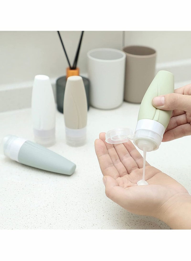 SYOSI 4 Pack Silicone Travel Bottle Set, TSA Approved,  Leak Proof BPA Free Silicone Cosmetic Travel Size Toiletry Containers for Cosmetic Shampoo Conditioner Lotion Liquids (60 ML + 90 ML) - Image 3