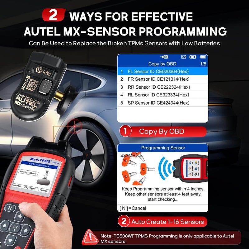 fKRCVMaxiTPMS TS508WF TPMS Programming Tool, 2025 WiFi Ver. of TS601 TS508 TS501 TS408, Activate/Relearn TPMS Sensors, Program MX Sensor, TPMS Diagnosis, Read/Clear TPMS Code, Free Lifetime UpdatepCdQc - Image 5