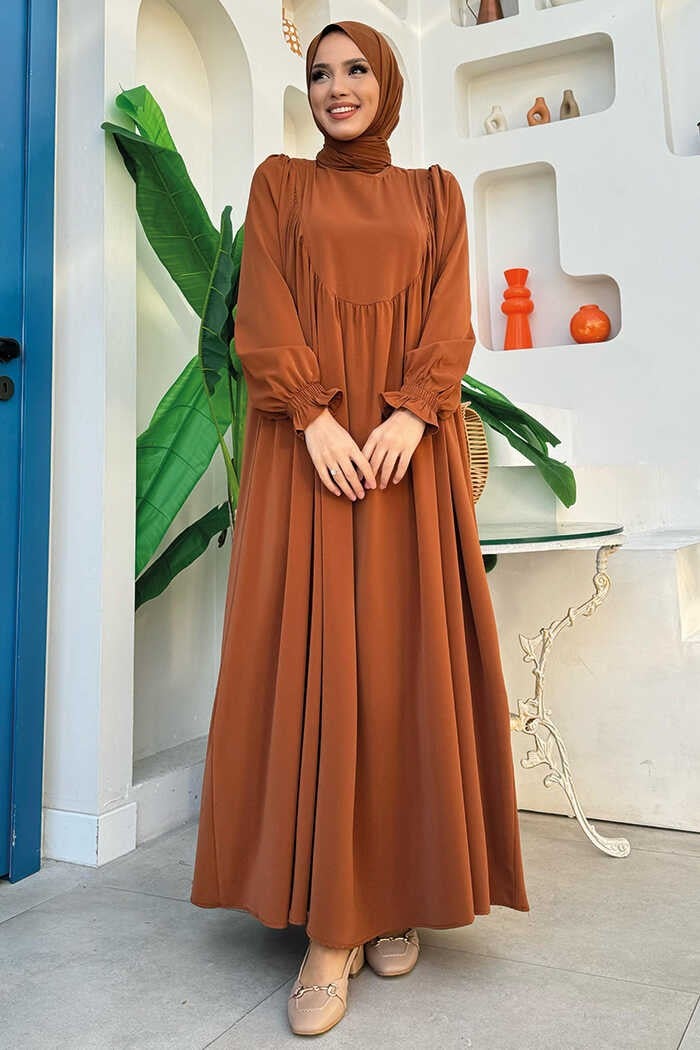 Bym Fashion Bym4 Pleated Dress Tan  - Image 1