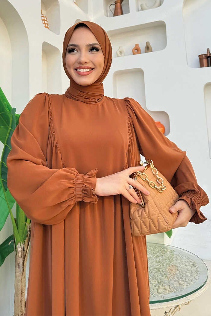 Bym Fashion Bym4 Pleated Dress Tan  - Image 4
