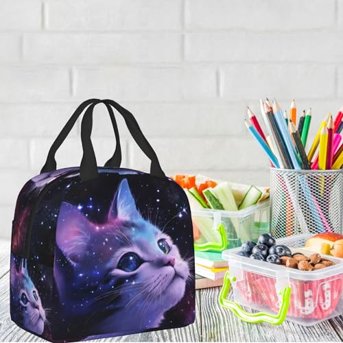 PrelerDIY 3d Galaxy Cat Lunch Box Insulated Meal Bag Lunch Bag Reusable Snack Bag Food Container For Boys Girls Men Women School Work Travel Picnic - Image 5