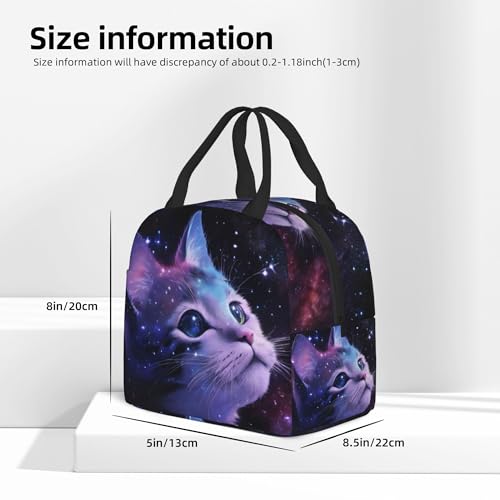 PrelerDIY 3d Galaxy Cat Lunch Box Insulated Meal Bag Lunch Bag Reusable Snack Bag Food Container For Boys Girls Men Women School Work Travel Picnic - Image 2