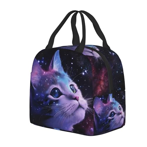 PrelerDIY 3d Galaxy Cat Lunch Box Insulated Meal Bag Lunch Bag Reusable Snack Bag Food Container For Boys Girls Men Women School Work Travel Picnic - Image 4