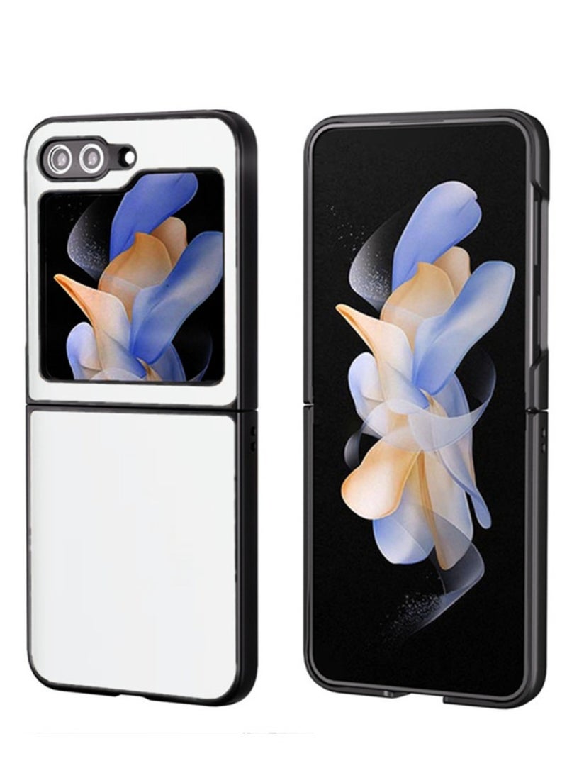 Slim Leather Case Designed for Samsung Galaxy Z Flip 5 Leather Back & Hard PC Bumper Phone Cover Slim Drop Protection Shockproof Phone - Image 1