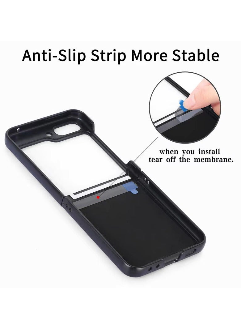Slim Leather Case Designed for Samsung Galaxy Z Flip 5 Leather Back & Hard PC Bumper Phone Cover Slim Drop Protection Shockproof Phone - Image 5