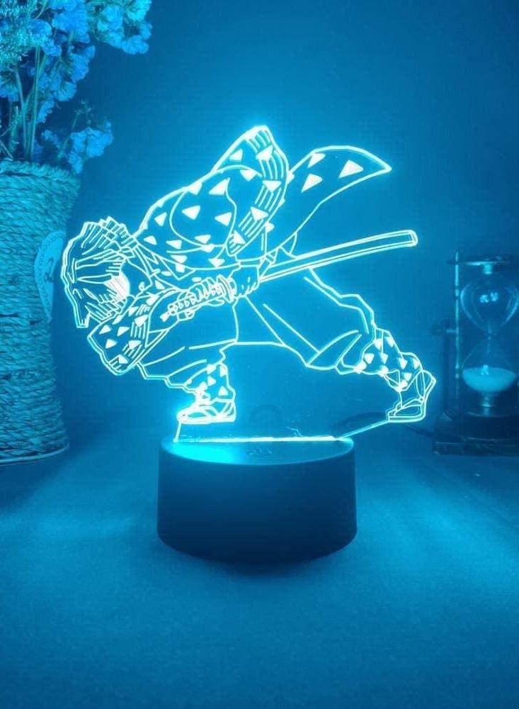 althiqahkey 3D Night Light Gift Anime Demon Slayer Agatsuma Zenitsu Figure for Kids Children Bedroom Decor Creative Otaku Gift Lamp 16 Colors Remote - Image 1