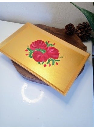 Hand Painted Floral Patterned Gold Gilded Tea Coffee Promise Engagement Service Presentation Decorative Tray - pzsku/Z7969B90B6755087ABC28Z/45/_/1730550526/237021c7-db7c-4dae-90a4-96886b5c1d88