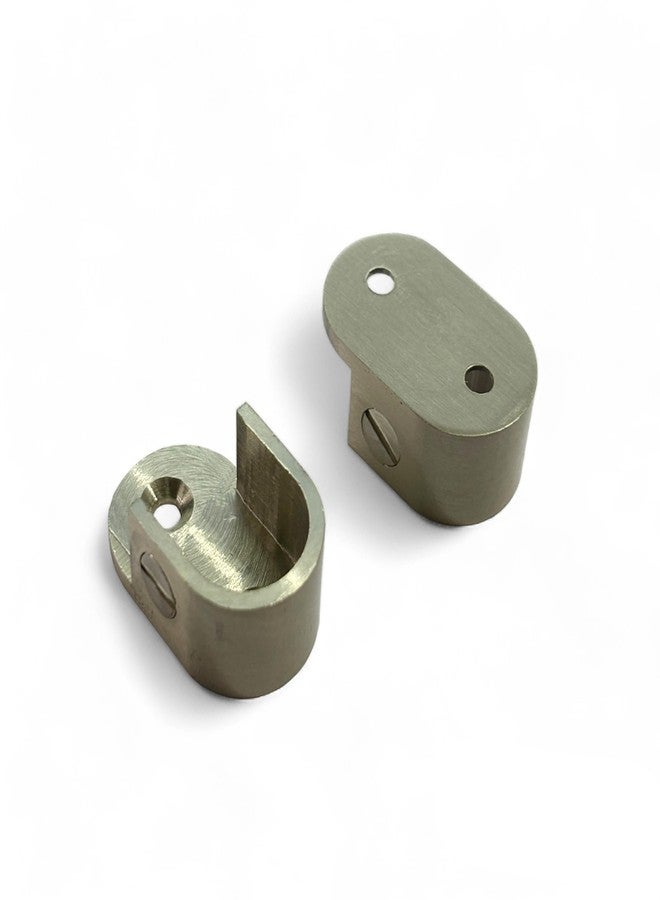 Moksh Plus Brass Oval Bracket, 5/8 Inch (17mm) Rod Wardrobe Tube Flange Socket for Curtain & Closet Poles, Stainless Steel Finish (Pack of 1 Pair (2 Pcs.)) - Image 1