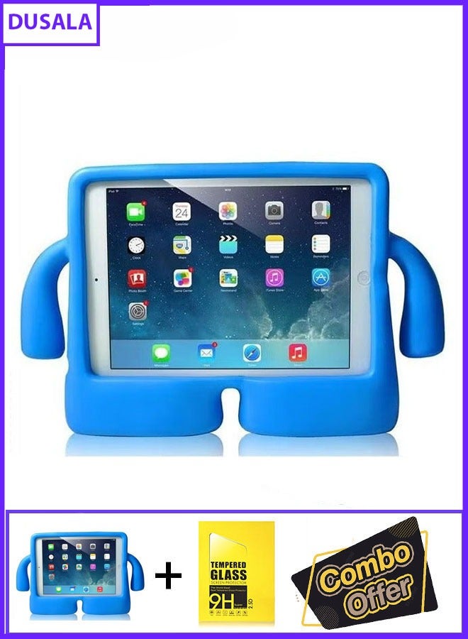 DUSALA 2 in 1 Kids Shock‑Proof EVA Case with Handle & Stand for iPad 10.2 9th Gen Bright Durable Cover with Glass