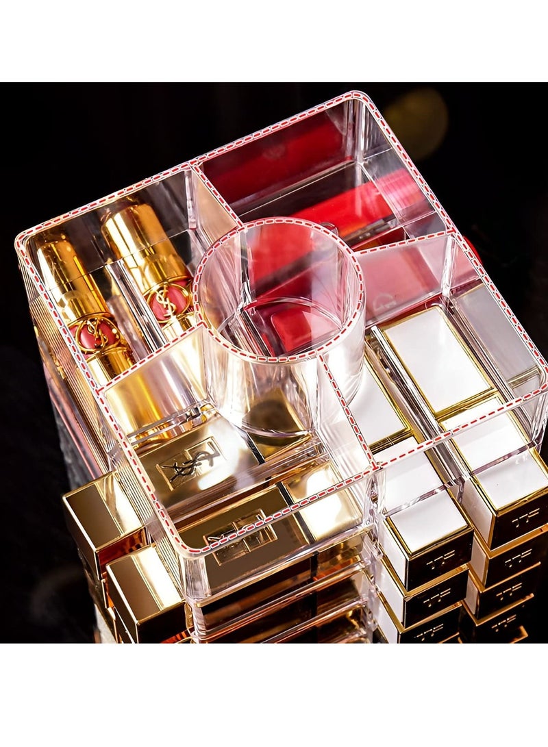 SYOSI 360 Degree Spinning Lipstick Organizer, 53 Space Acrylic Holder, Cosmetic Display Case for Lipsticks, Brushes, Bottles - Image 4