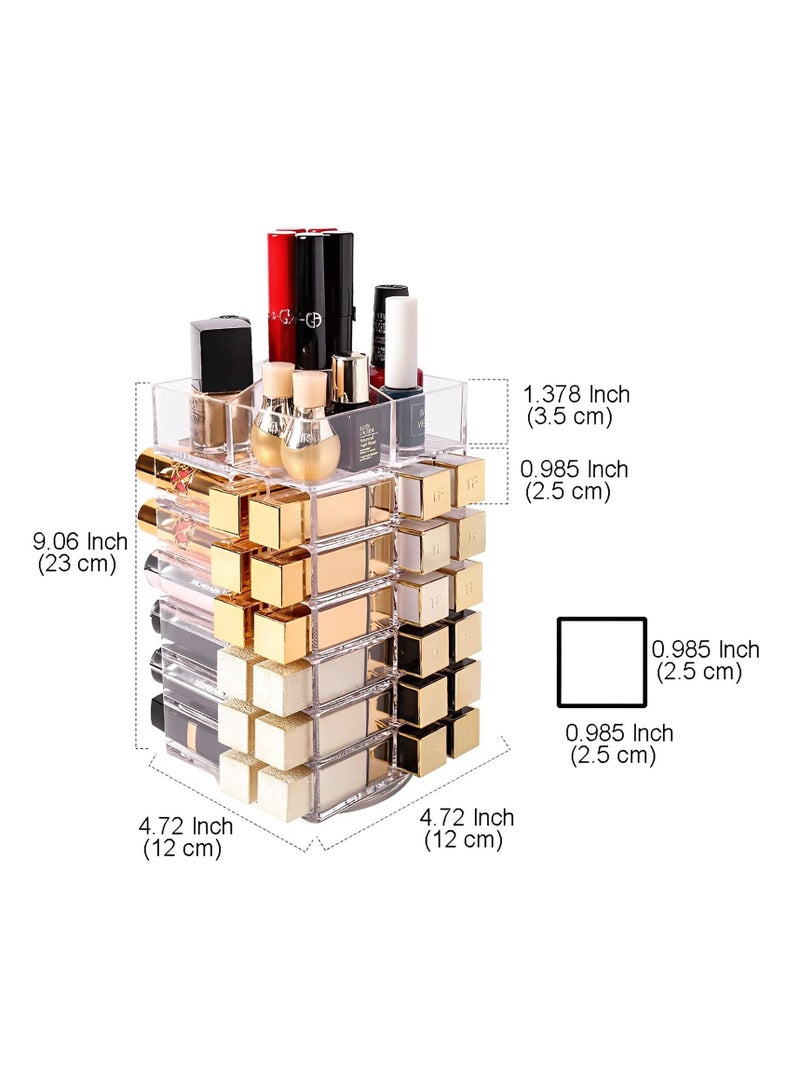 SYOSI 360 Degree Spinning Lipstick Organizer, 53 Space Acrylic Holder, Cosmetic Display Case for Lipsticks, Brushes, Bottles - Image 2